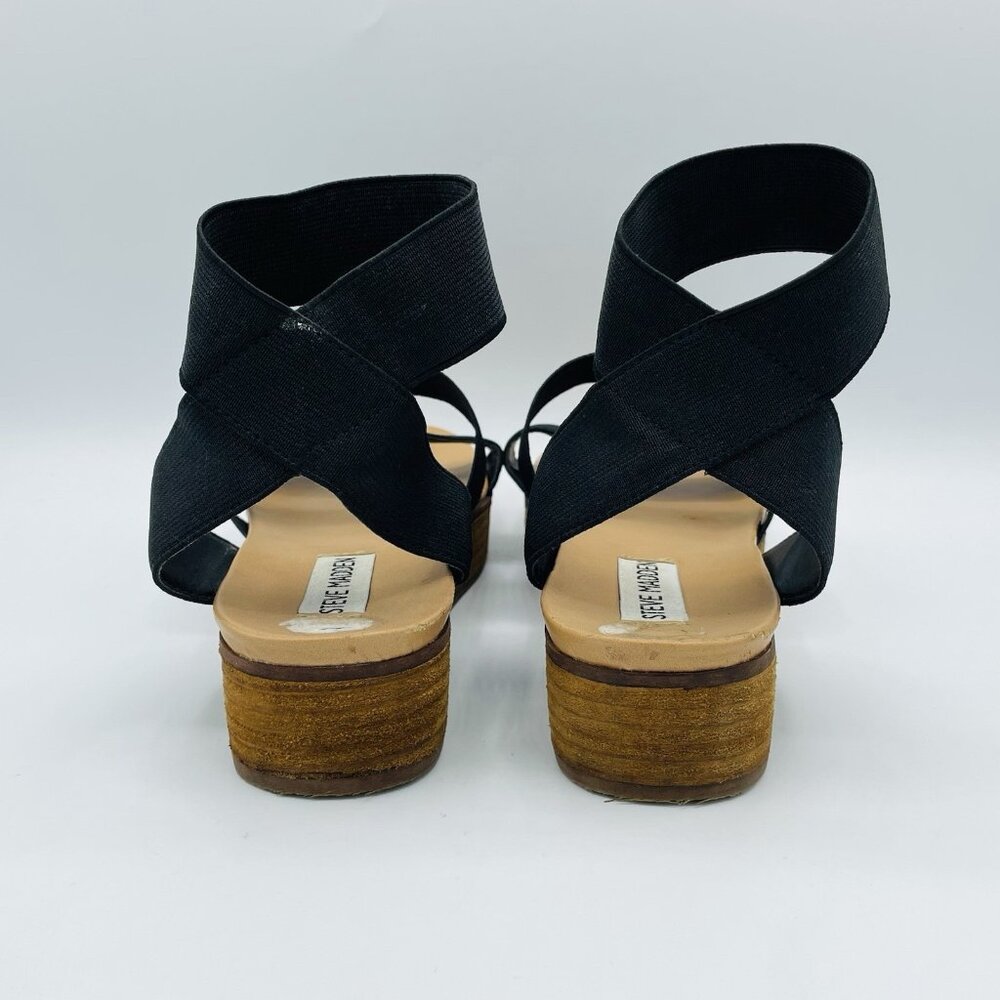 Steve Madden Shoes Womens Size 7.5 M Black Vonte Platform Sandals Ankle Strap - Picture 7 of 11
